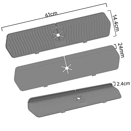 Aynuma Kitchen Faucet Sink Splash Guard, 24" X 5.6'' Upgrade Silicone Faucet Water Catcher Mat, Sink Draining Pad Behind Faucet, Rubber Drying Mat For Countertop, Bathroom, Farmhouse, Rv (Black) #TOP2