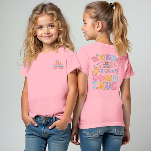 BOUTIKOME Magic Kingdom Shirts for Girls Where Dreams Come True T-Shirt Kid Castle Graphic Tees Magical Fairy Tale Gift Tops3