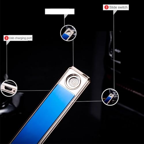 Encendedor USB recargable resistente al viento azul miniatura 5