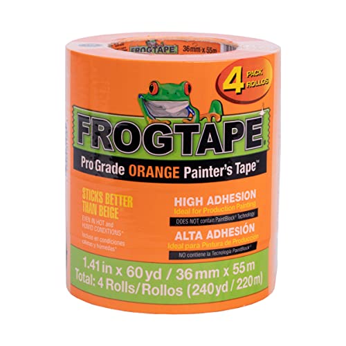 Frogtape Pro Grade Orange Painter's Tape, 1.41 In.x60 Yd, 4 Rolls Per Pack, 242808 #TOP1