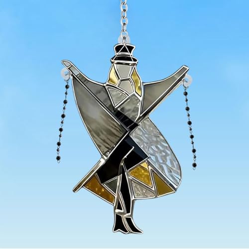 2026 New Dancing Lady Inspired Stained Glass Spinner Stained Glass Wind Spinner Sunlight Catcher Self-Assembly Boho Hanging Decor DIY Sunlight Catcher for Window Garden Porch (1Pcs)