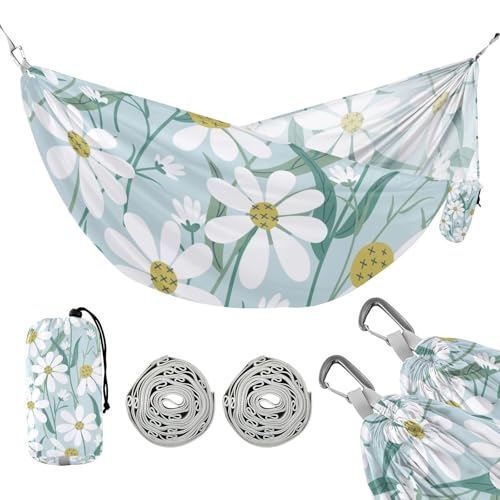 susiyo Portable Camping Hammock Cute Daisy Flowers Printed Lightweight Hammock Comfortable Travel Swing with Tree Straps for Camping Hiking Backpacking Travel or Beach - Up to 330lbs