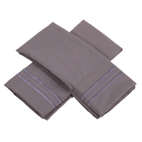 Sweet Home Collection 1500 Series Egyptian Quality Deep Pocket Pillowcase, Standard, Gray