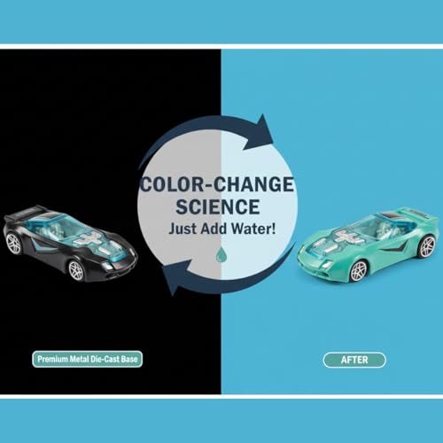 Image of GENIE'S TOY BUS Color Changing Die-Cast Racing Car I 1:64 Scale Temperature Sensitive Paint Sports Car I Change Color with Water I Kids Collectible Toy for Ages 3+ I Best Birthday Gift for Kids