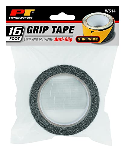 Image of Performance Tool W514 2 in. x 16 ft. Black /Yellow Grip Tape - Heavy Duty Anti-Slip Tape for Stairs, Safety, Traction, and More