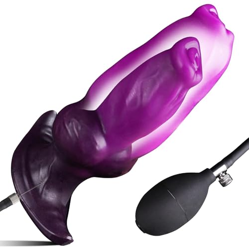 Inflatable Butt Plug Sex Toys Large Monster Alien Dildo with Knot Huge Silicone Fantasy Anal Plug Giant Anal Stretcher Expanding Anal Dilator Wearable Thick Anal Trainer