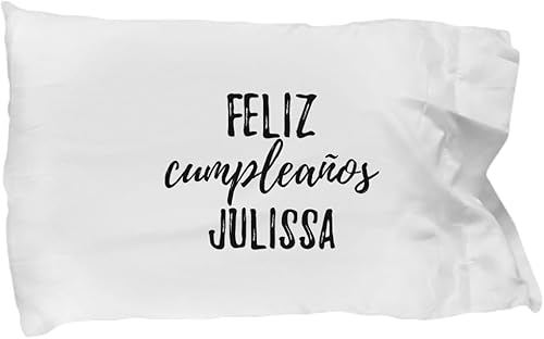 Feliz Cumpleanos Julissa Pillowcase Spanish Happy Birthday Personalized Name Gift Pillow Cover Case 20x30 disponible en Yaxa Venezuela