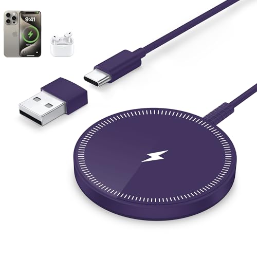 Bohuma Magnetic Wireless Charger for iPhone &ndash; 15W Fast Charging Pad with Dual Ports - Compatible...