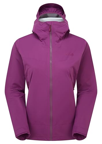 Rab Women's Kinetic 2.0 Hooded Jacket, Waterproof Softshell for Hiking, Trekking - Plum - Medium
