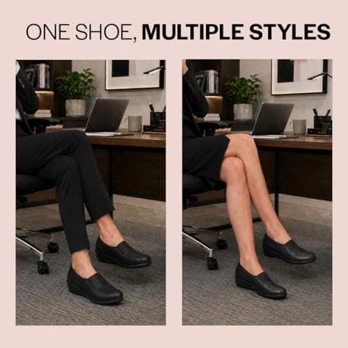 Image of FAUSTO Women Classic Formal Slip On Shoes | Platform Heel Shoe for Office Meeting Events | Easy Pull On Shoes with All Day Comfort
