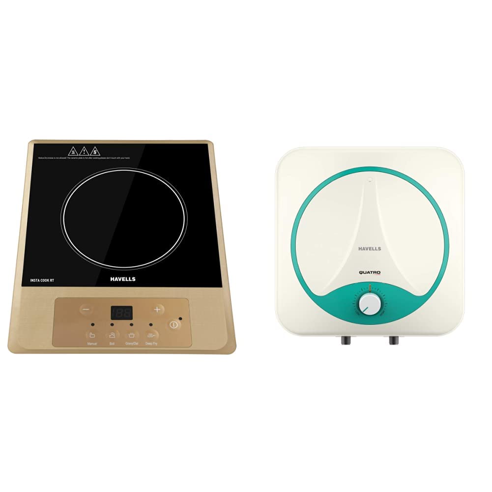 Buy Havells Insta Cook RT 1400 watts Induction Cooktop u0026 Havells Quatro 15  Litre Vertical Storage Water Heater (White Green) Online at Low Prices in  India - Amazon.in
