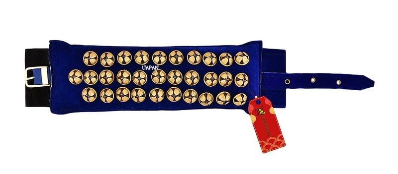 Image of UAPAN 3 line Ankle Bells Velvet Belt with Velcaro Pad for Classical Bharatanatyam Kathak Dance with Adjustable Strap (Blue, Belt)