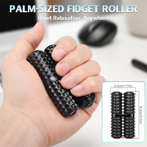 Image of Dilabnba Hand Roller Pain Fidget Toy for Adult Anti Anxiet Stress Relief, Metal Thumb-Press Massage Style for Promotes Focus Clarity, Gift for Valentine Easter Chamstic - Black