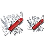 Victorinox Taschenmesser Swiss Champ (33 Funktionen: Metallfeile, Mini-Schraubendreher) rot & Taschenmesser Handyman (24 Funktionen, Kombizange, Holzmeissel) rot