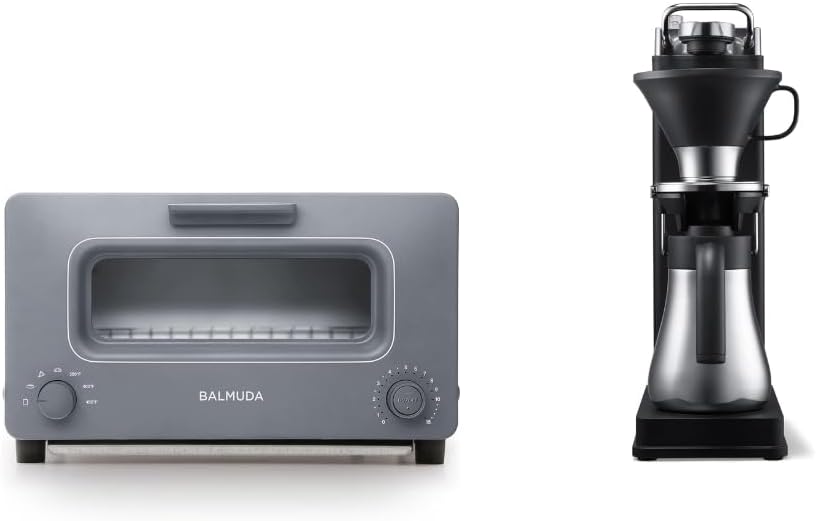 BALMUDA Combo Pack: The Toaster Gray & BALMUDA The Brew | Steam Toaster & Automatic Pour Over Coffee Maker