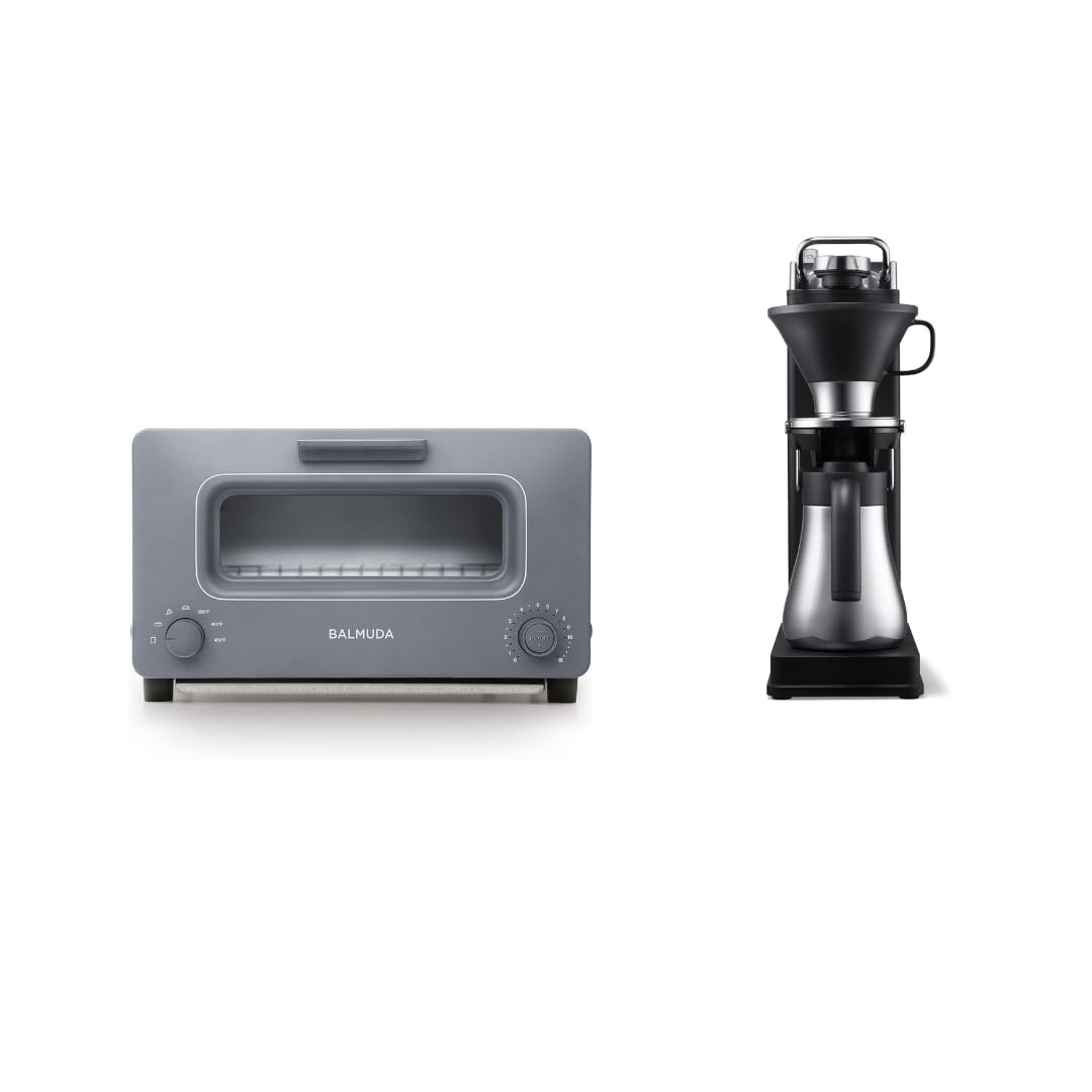 BALMUDA Combo Pack: The Toaster Gray & BALMUDA The Brew | Steam Toaster & Automatic Pour Over Coffee Maker