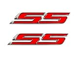 Aimoll 2pcs SS Emblems ABS Sticker 3d Logo for IMPALA COBALT Camaro 2010 2011 2012 2013 2014 2015 2016 2017. (Chrome Red)