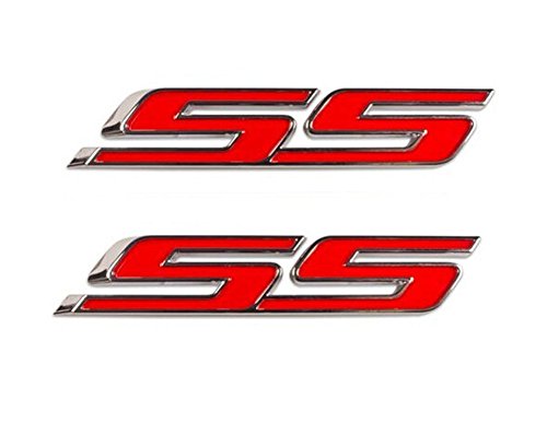Image of Aimoll 2pcs SS Emblems ABS Sticker 3D Logo for Impala Cobalt Camaro 2010 2011 2012 2013 2014 2015 2016 2017. (Chrome Red)