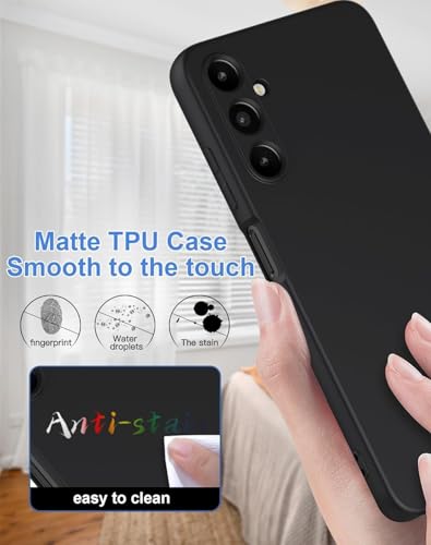 Image of Elzzi Microfiber Candy Case for Samsung A35 5G Smooth Touch Cushion Liquid Soft Silicone Gel Rubber Phone Cases Non-Slip Full Body Protective Shockproof Back Cover - Black