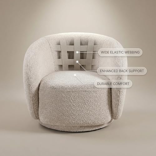 Image of Curved Sofa Set for Living Room, 3-Seater Upholstered Boucle Fabric Modern Sofa Set of 3 Piece Couch Set Minimalist Sofa with Swivel Accent Chairs Modern Sofa Set Home Bedroom Office (Beige)