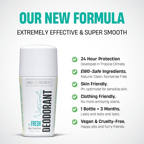 Image of Bali Secrets The New Formula Natural Deodorant for Women & Men. Nonsense Free. Clean Formula for Sensitive Skin. Strong & Reliable Odor Protection. No Synthetic Aluminum. Organic & Vegan [THE FRESH]