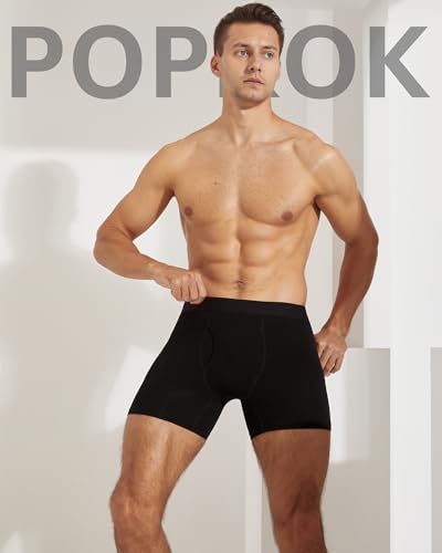 POPKOK Mens Underwear Cotton Boxer Briefs with Fly 5 Pack2
