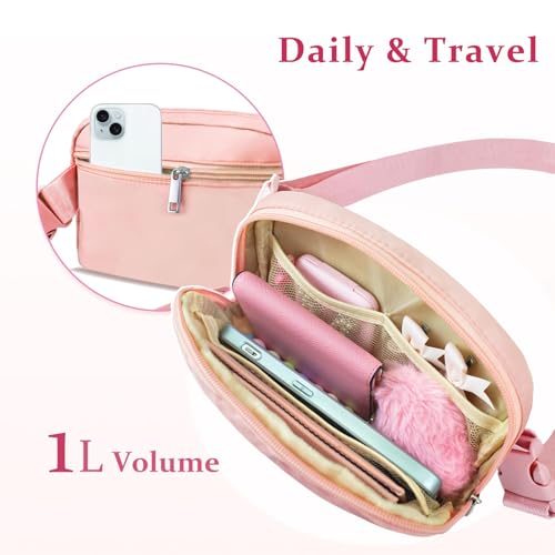 Image of COSHAYSOO Pink Fanny Pack for Girls Purse Crossbody Belt Bag with Initials, Personalized 6 7 8 9 10 11 12 Year Old Teen Girl Birthday Gift Ideas Preteen Tween Stuff Letter J
