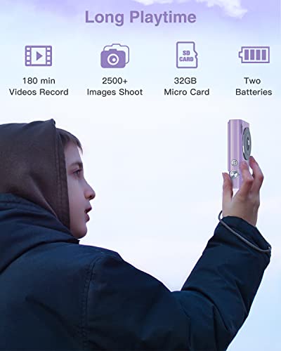 Digital Camera, Zostuic 2.7K Autofocus 48Mp Kids Camera With 32 Gb Card 16X Zoom Compact Portable Mini Toy Cameras Christmas Birthday Festival Gift For Kid Children Teens Girls Boys(Purple) #TOP5