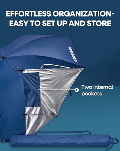 Sport-Brella Premiere XL UPF 50+ Umbrella Shelter for Sun and Rain Protection (9-Foot), Gray
