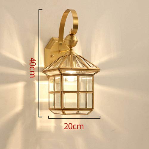 Applique extérieure étanche E27 en cuivre rétro et verre industriel