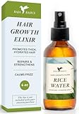 Rice Water For Hair Growth by Baja Basics, Thickness, Strength, Shine - Leave-in Conditioner for Scalp, Dry Split End Moisturizer - Fermented Rice Water Spray for Curly, Straight, Thick, Thin Hair 4oz