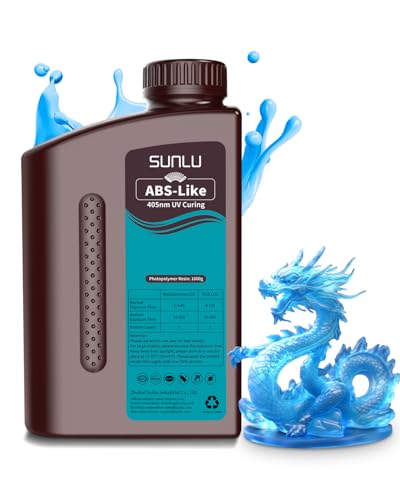 Image of SUNLU 1000G ABS Like Resin for 3D Printer, 405nm UV Curing Photopolymer Rapid 3D Resin for 2K 4K 6K 8K LCD /DLP /SLA 3D Printers, Non-Brittle & High Precision & Low Shrinkage, 1KG, Clear Blue