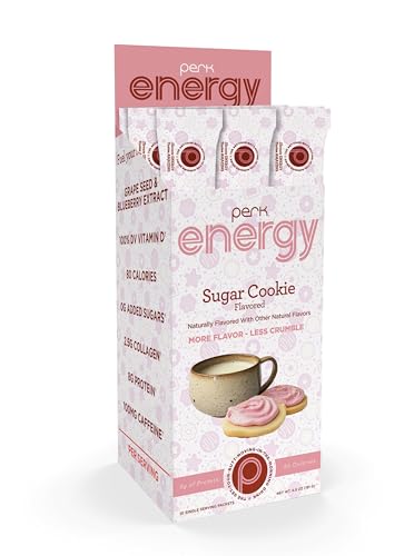 Image of Perk Energy Drink Mix (Sugar Cookie) 10 Stick Packs - Caffeinated Healthy Coffee Alternative with Protein, 100mg of Caffeine, Gluten-Free, Soy-Free, Peanut-Free