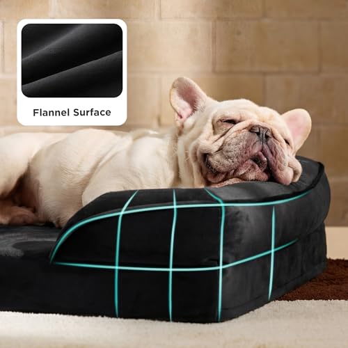 BEDSURE orthopädisches Hundebett Ergonomisches Hundesofa - 71x58 cm Hundecouch mit eierförmiger Kistenschaum für kleine Hunde, waschbar rutschfest Hundebetten, schwarz