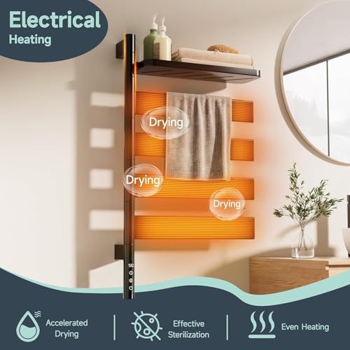 Toallero eléctrico de pared giratorio con pantalla LED y control térmico 30-70°C 3