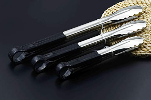 HINMAY 3 Pack Kitchen Tongs with Comfort-Grip Handle Heavy Duty Stainless Steel Cooking Tongs (Black, 9 12 14 Inch) - Image 6