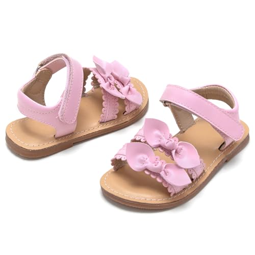 Image of Kolan Toddler Girl Sandals Open Toe Flat Princess Dress Shoes Little Kids