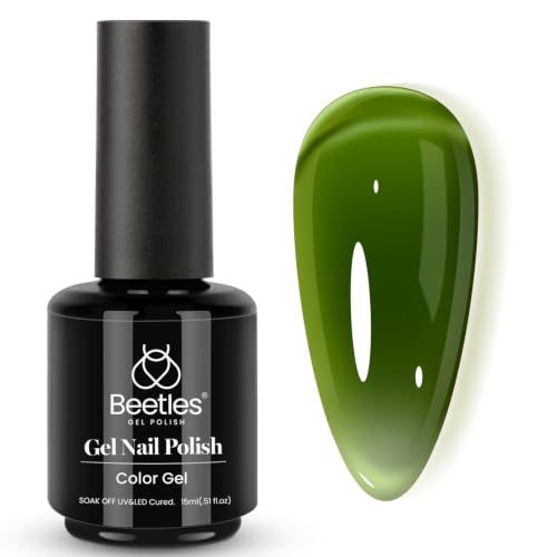 Beetles Green Gel Nail Polish, 15ml Olive Green Natural Jelly Gel Polish