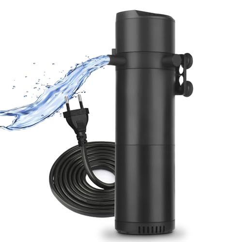 ITIY Aquarium Innenfilter für 300-500L Aquarien, Einstellbarer 25W 1800L/H Aquariumfilter mit doppeltem Wasserauslass & Belüftung