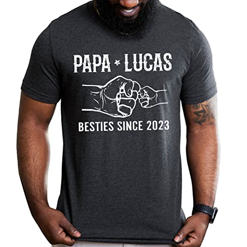 Personalized Papa Besties Since Year Shirt with Grandkids Names - Papa & Pops Gift