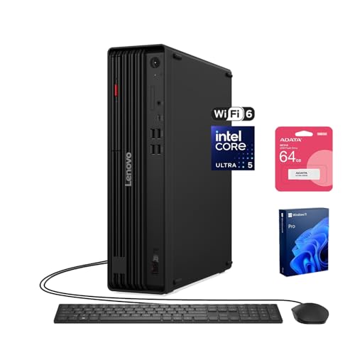 Image of Lenovo ThinkCentre M70s Small Business AI Desktop, Intel Core Ultra 5 225, 16GB DDR5, 512GB SSD, HDMI, DP, Wi-Fi 6, Support 3-Monitor 4K, Wired KB & Mouse, Win 11 Pro, Bundle ADATA 64GB Flash Drive