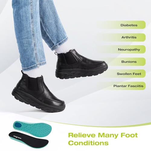 OrthoComfoot Women's Orthopedic Wide Leather Winter Ankle Boots: Comfortable Arch Support Dress Shoes for Diabetic, Casual Plantar Fasciitis Orthotic Walking Shoes for Foot and Heel Pain Relief3
