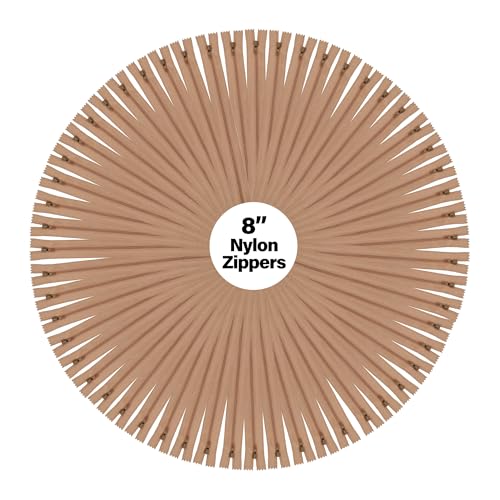 Mandala Crafts 100 PCs Tan Closed-End 8 Inches Nylon Zippers for Sewing