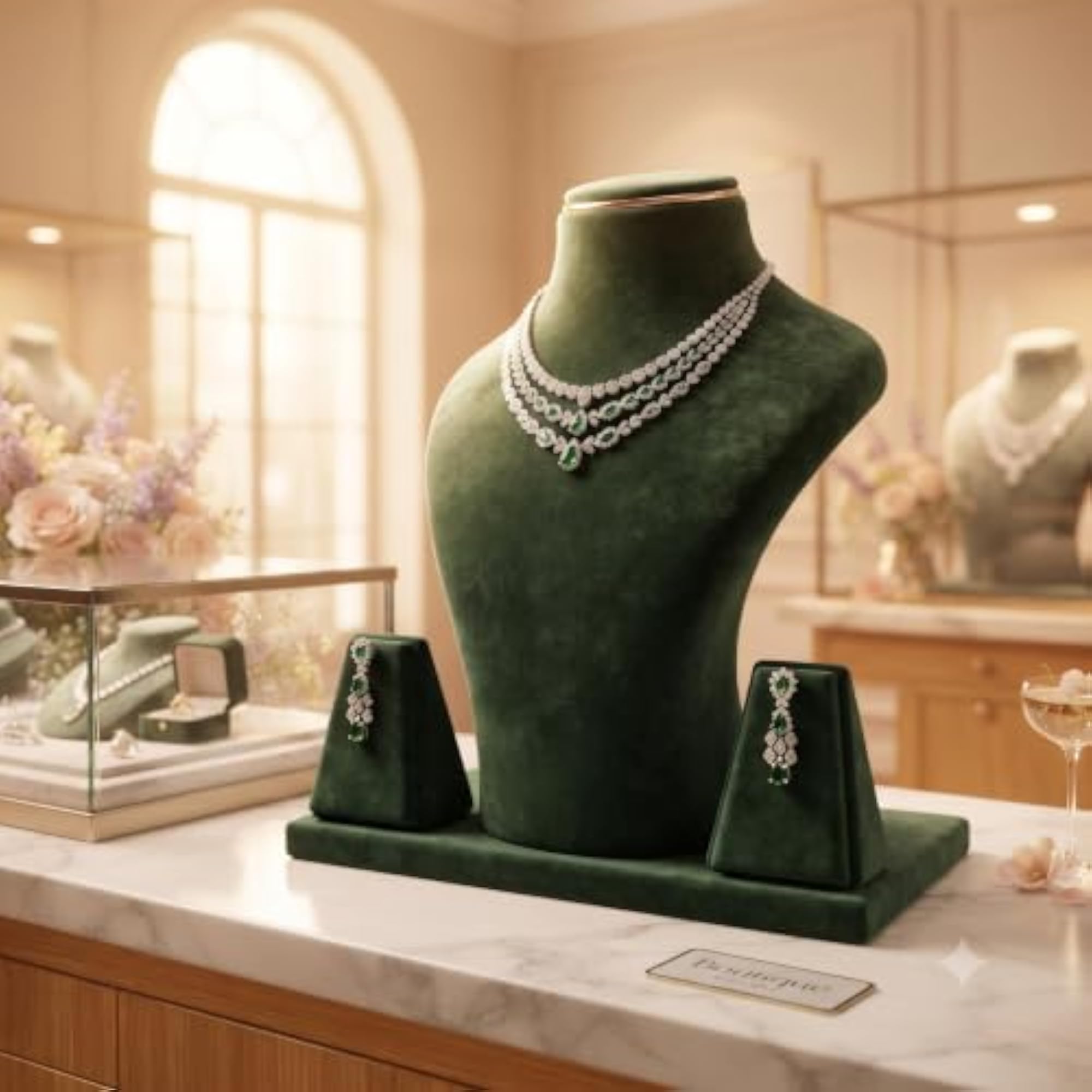 Velvet Jewelry Display Bust Stand for Necklaces & Earrings
