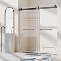68-72" W x 76" H Frameless Double Sliding Soft-Close Shower Door in Matte Black, 3/8 inches (10mm) Thick SGCC Tempered Glass Door with Explosion Proof Film(ED)