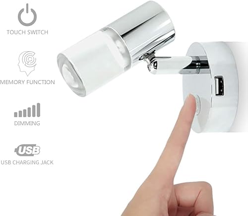 2 pacotes de luz de leitura RV de 12 V, luz de leitura USB branca quente com interruptor de controle