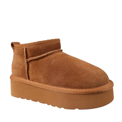 Lamo Kids Ellie Youth Kids’ Platform Boots| Comfortable Ankle Boot Faux Fur Lining, NeverWet® Water and Stain Resistant Boot