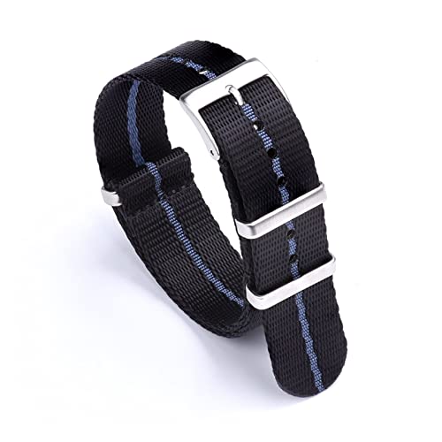 Bracelet de montre en nylon 20mm 22mm noir bleu YSJNGF