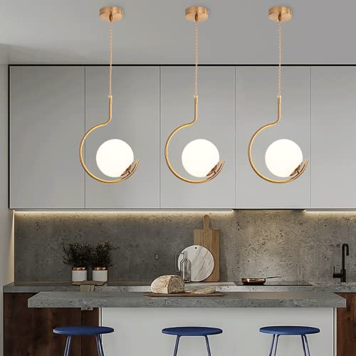 Lámpara lineal dorada E27 para eliminar sombras en el comedor con cristal difusor 3
