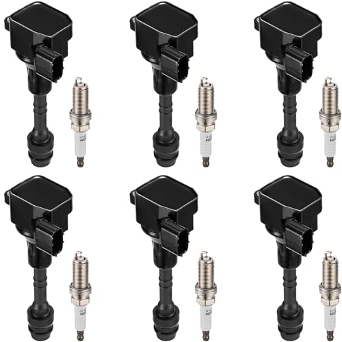 Image of BDFHYK Ignition Coil Pack UF349 and Iridium Spark Plug 6376 Compatible with Nissan Altima 2005 2006 Nissan Xterra 2008 Nissan Maxima Pathfinder Frontier INFINITI I35 QX4 Nissan Coil Pack Set of 6